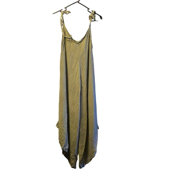 Me & Gee Italy Linen Wide Leg Cropped Jumpsuit lagenlook - Picture 2 of 5